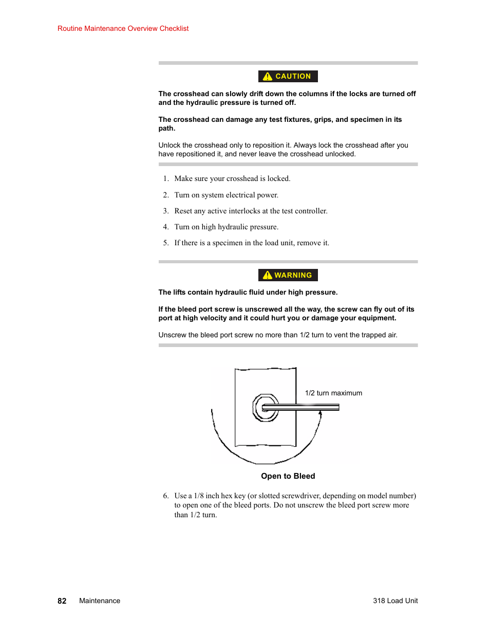 MTS 318 Load Unit User Manual | Page 82 / 120