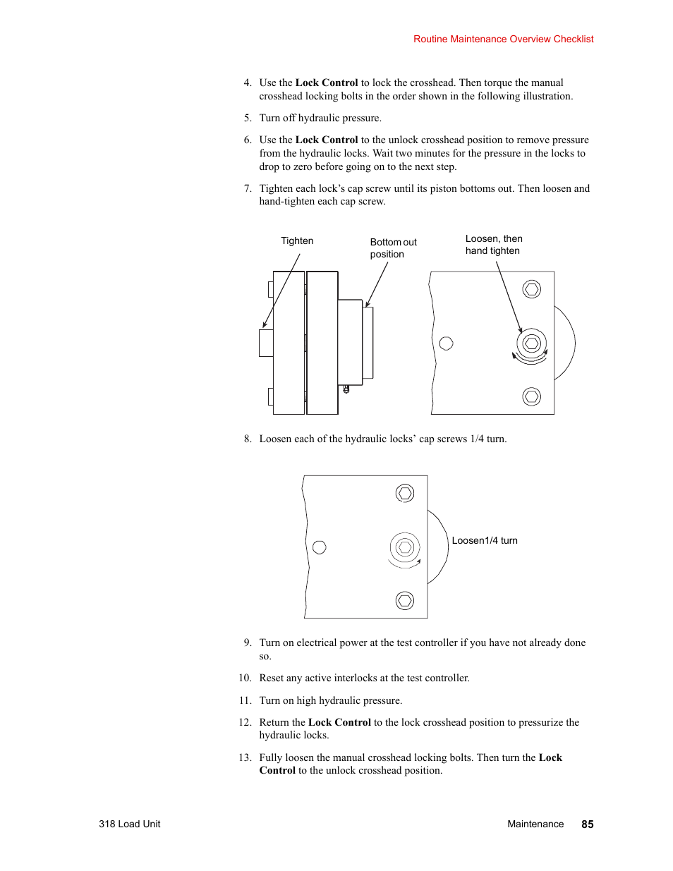 MTS 318 Load Unit User Manual | Page 85 / 120