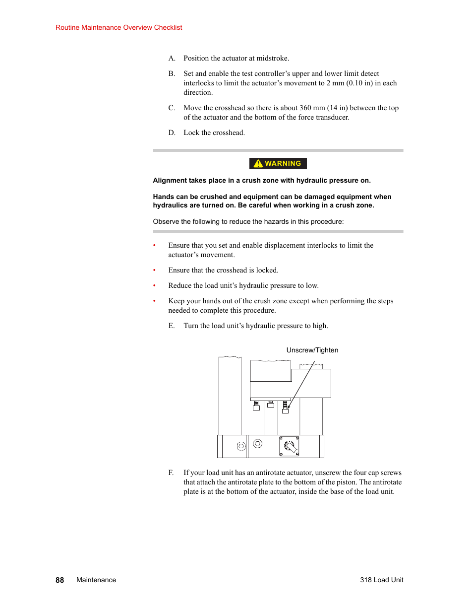 MTS 318 Load Unit User Manual | Page 88 / 120