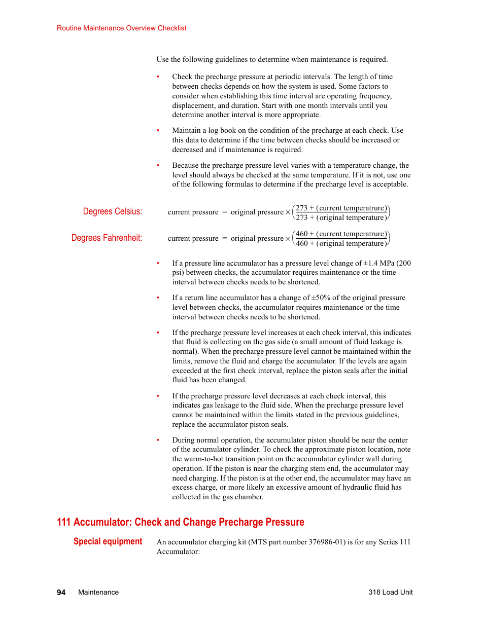 MTS 318 Load Unit User Manual | Page 94 / 120