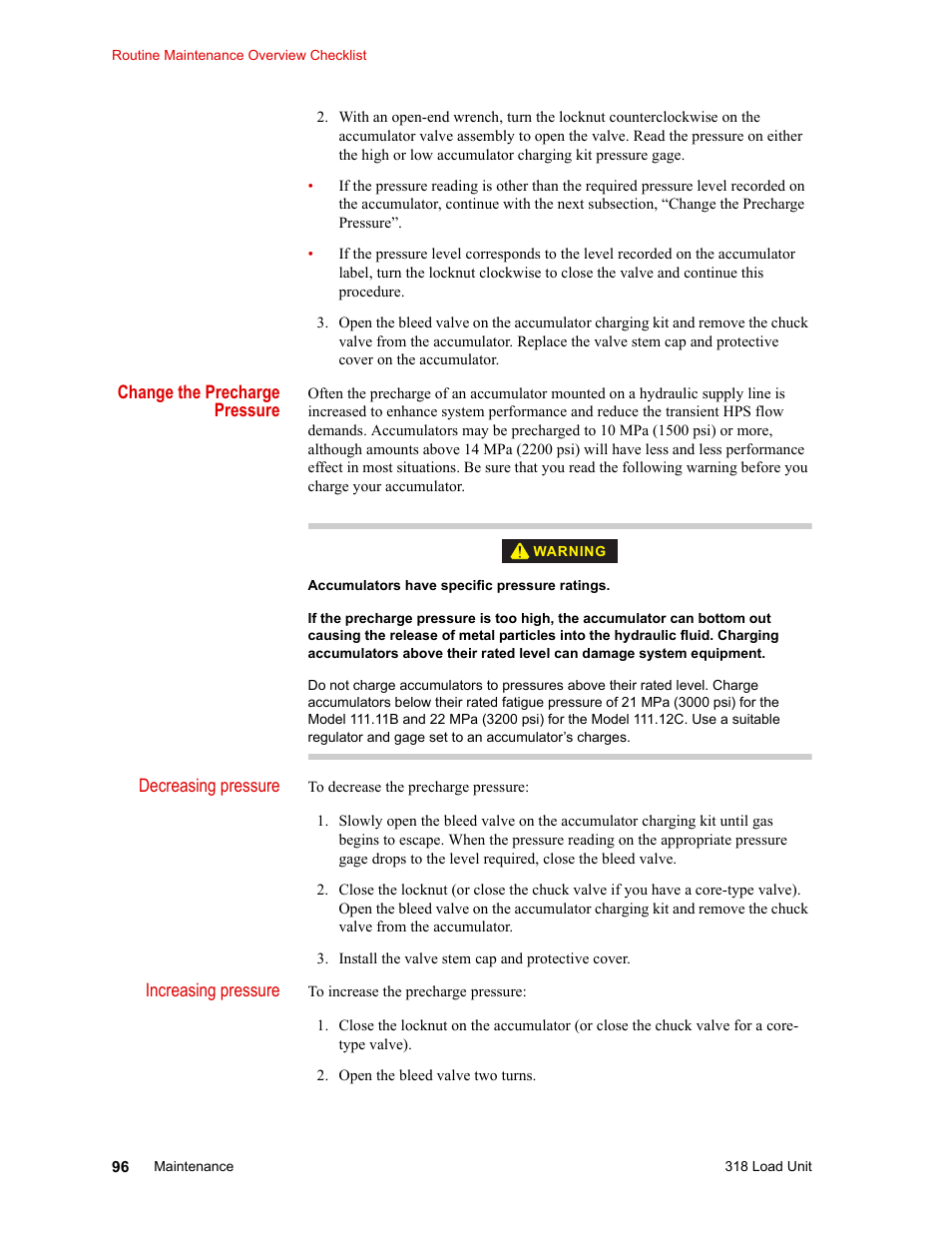 MTS 318 Load Unit User Manual | Page 96 / 120