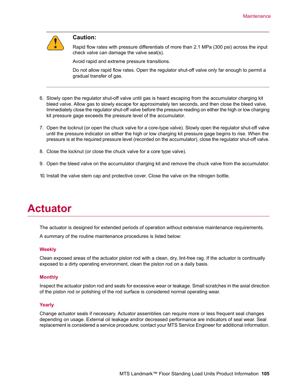 Actuator | MTS Landmark  Floor Standing User Manual | Page 105 / 128