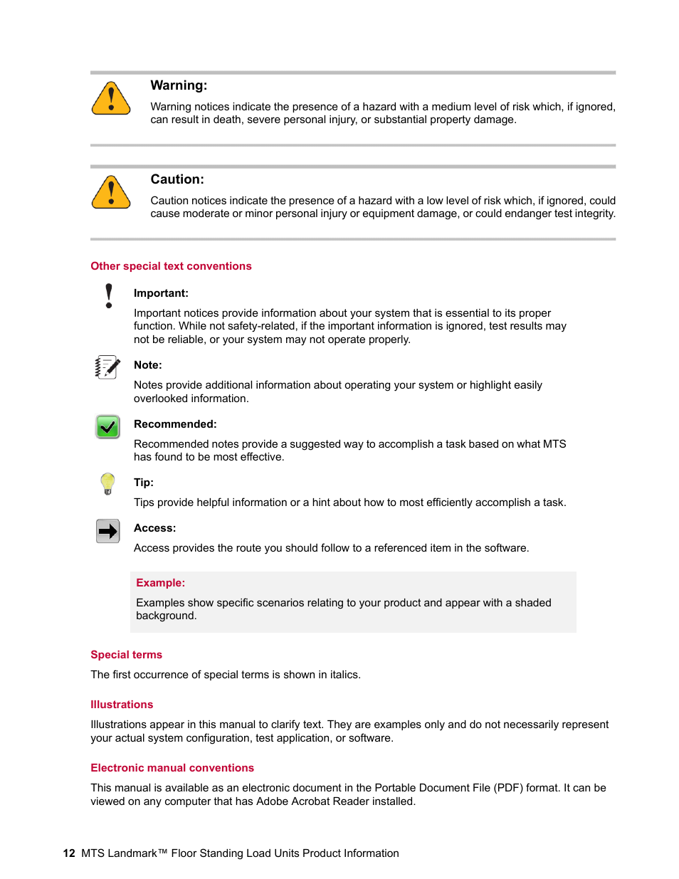 MTS Landmark  Floor Standing User Manual | Page 12 / 128