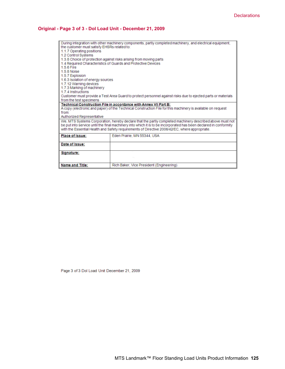 MTS Landmark  Floor Standing User Manual | Page 125 / 128