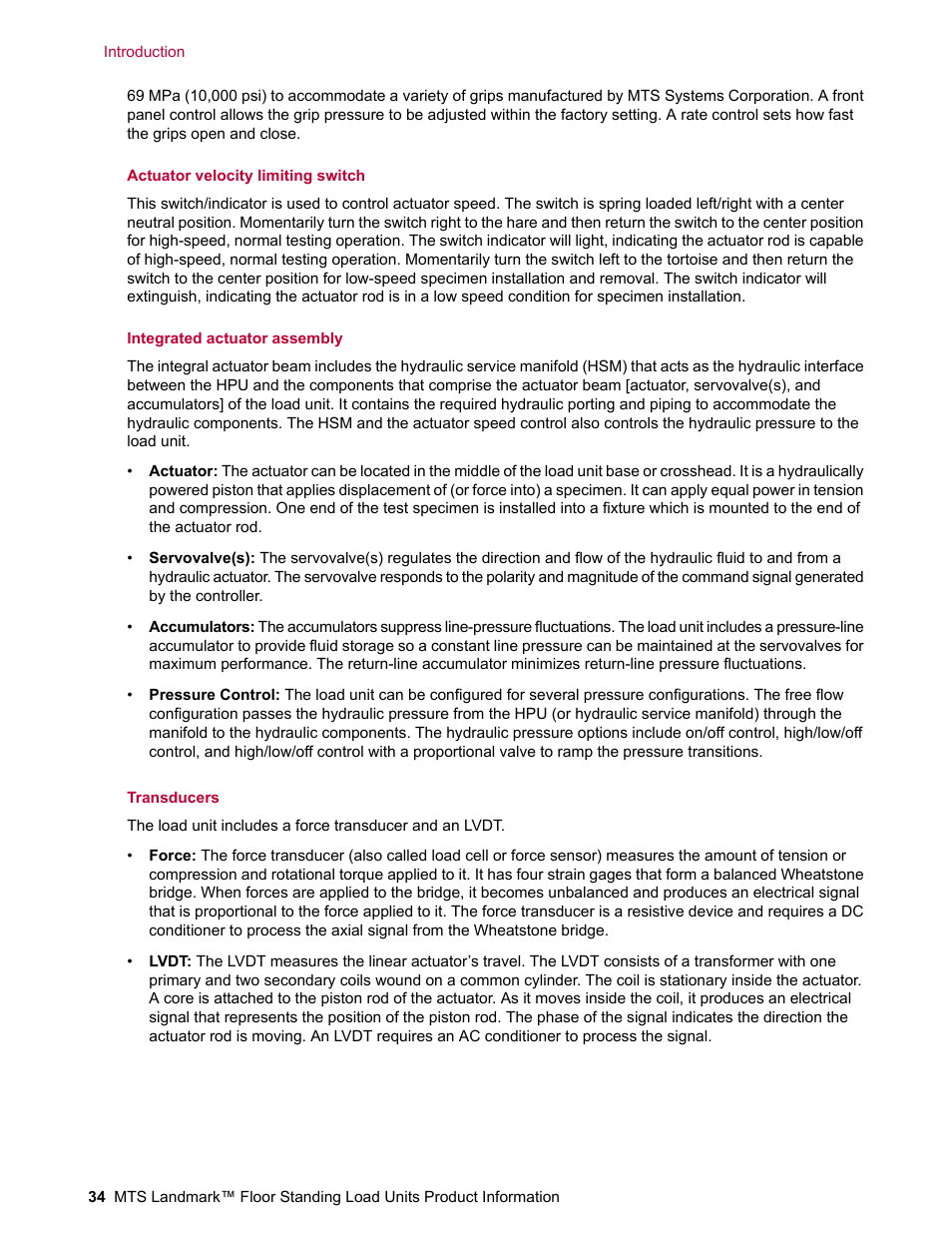 MTS Landmark  Floor Standing User Manual | Page 34 / 128