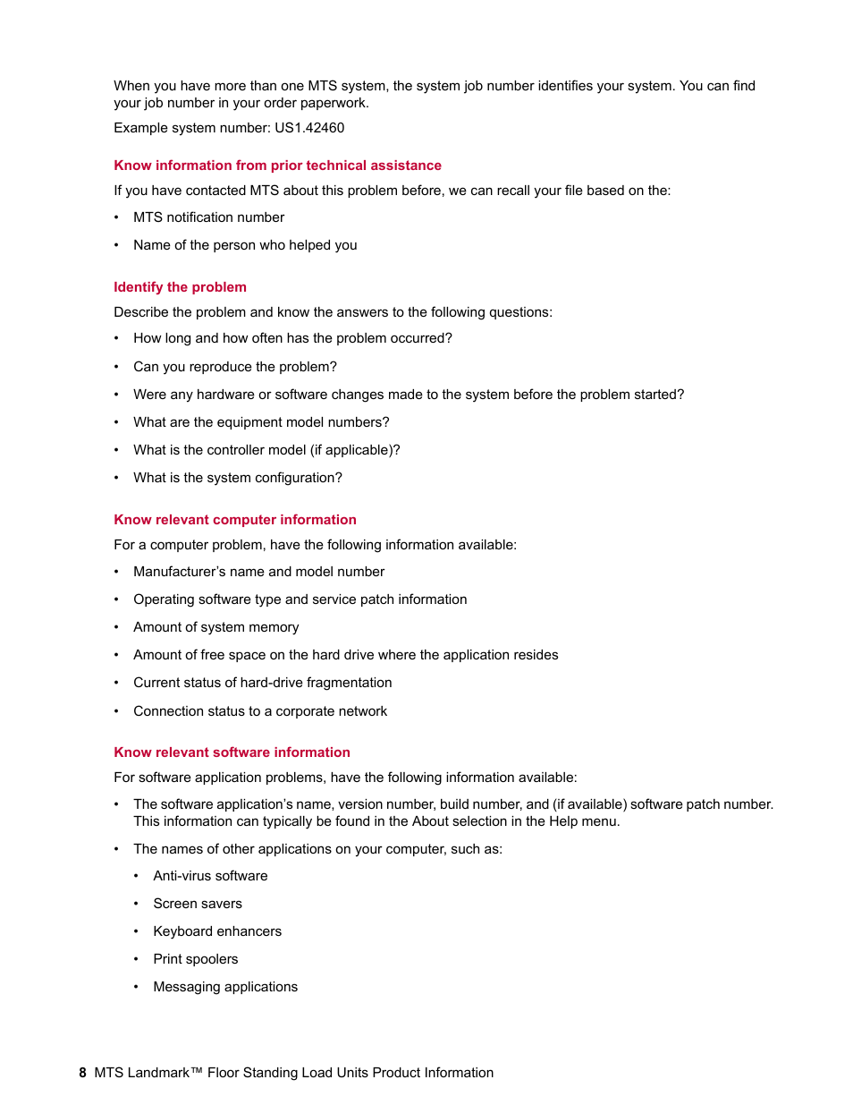 MTS Landmark  Floor Standing User Manual | Page 8 / 128