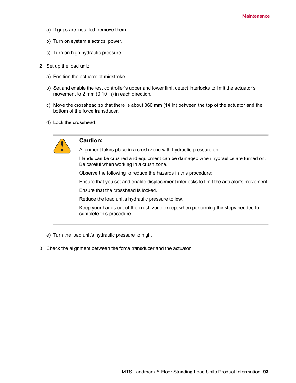 MTS Landmark  Floor Standing User Manual | Page 93 / 128