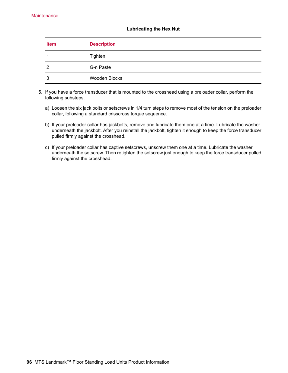 MTS Landmark  Floor Standing User Manual | Page 96 / 128