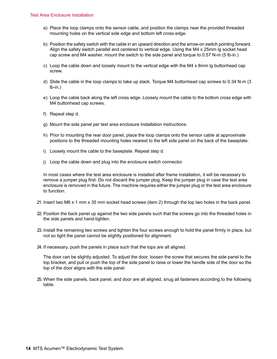 MTS Acumen Electrodynamic Test Area Enclosure User Manual | Page 14 / 18