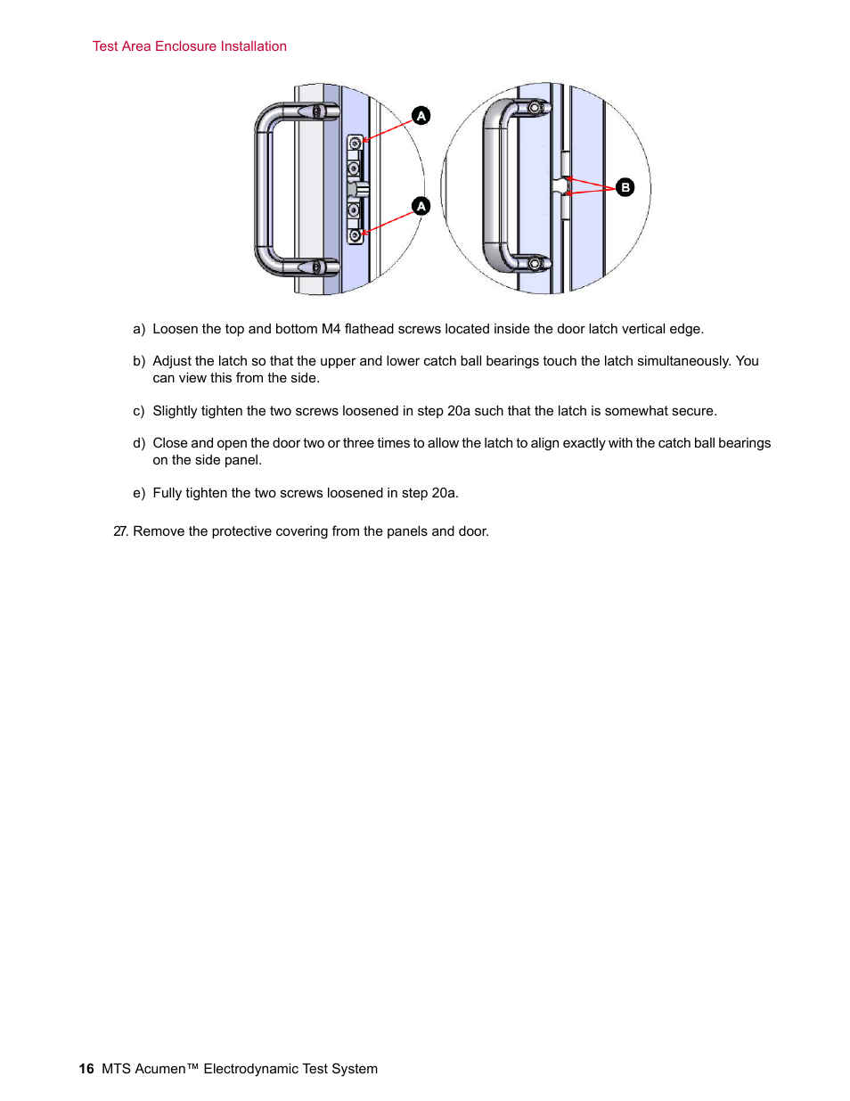 MTS Acumen Electrodynamic Test Area Enclosure User Manual | Page 16 / 18