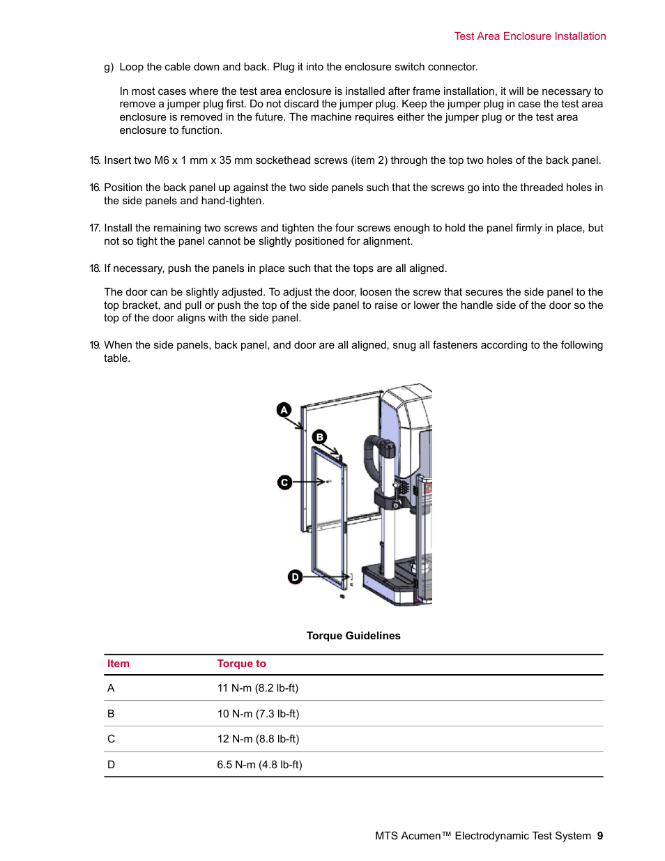 MTS Acumen Electrodynamic Test Area Enclosure User Manual | Page 9 / 18