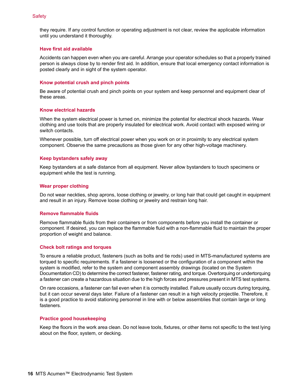 MTS Acumen Electrodynamic Test System Load Frame User Guide User Manual | Page 16 / 74