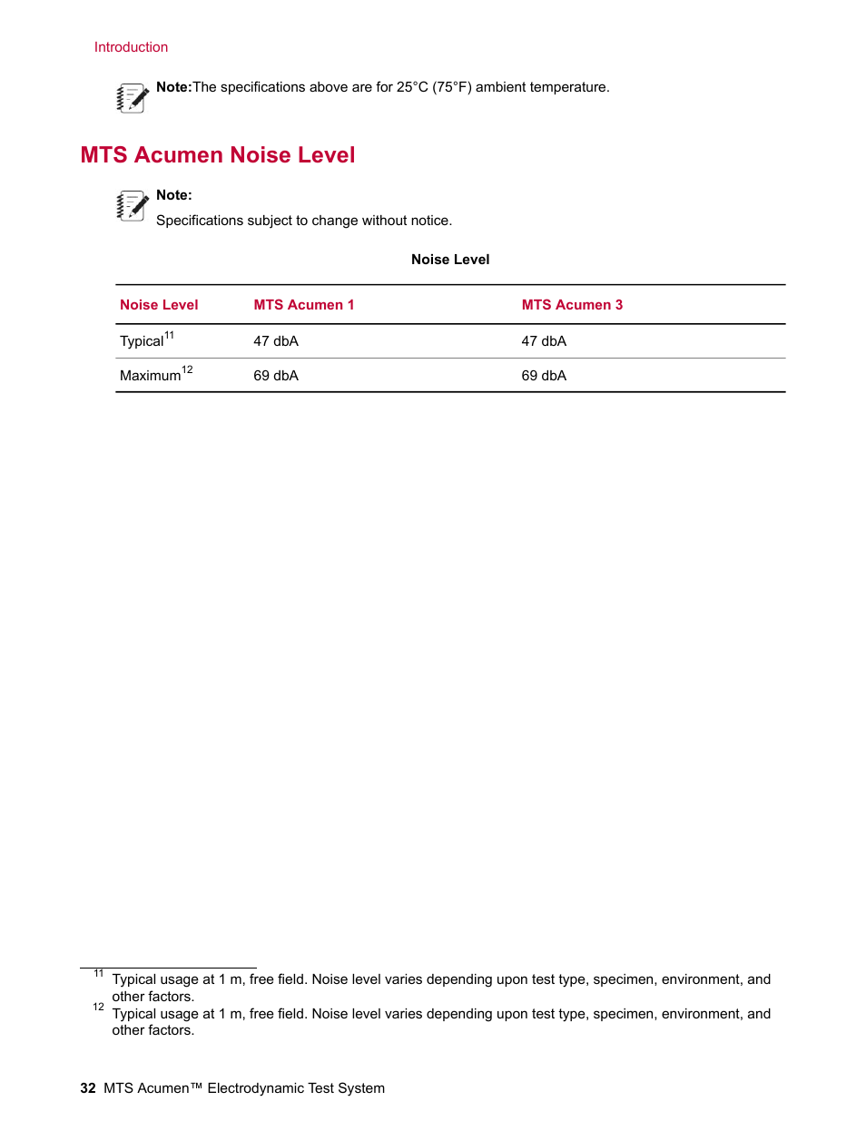 Mts acumen noise level | MTS Acumen Electrodynamic Test System Load Frame User Guide User Manual | Page 32 / 74