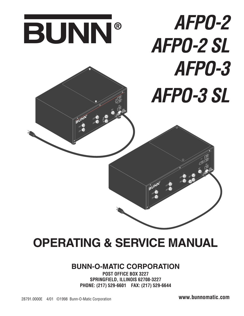 Bunn AFPO-2 User Manual | 25 pages
