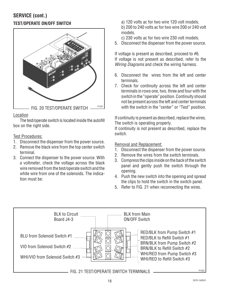 Service (cont.), Wiring diagrams | Bunn AFPO-2 User Manual | Page 18 / 25
