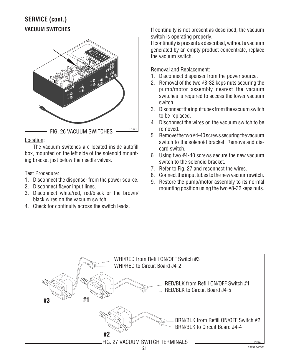 Service (cont.) | Bunn AFPO-2 User Manual | Page 21 / 25