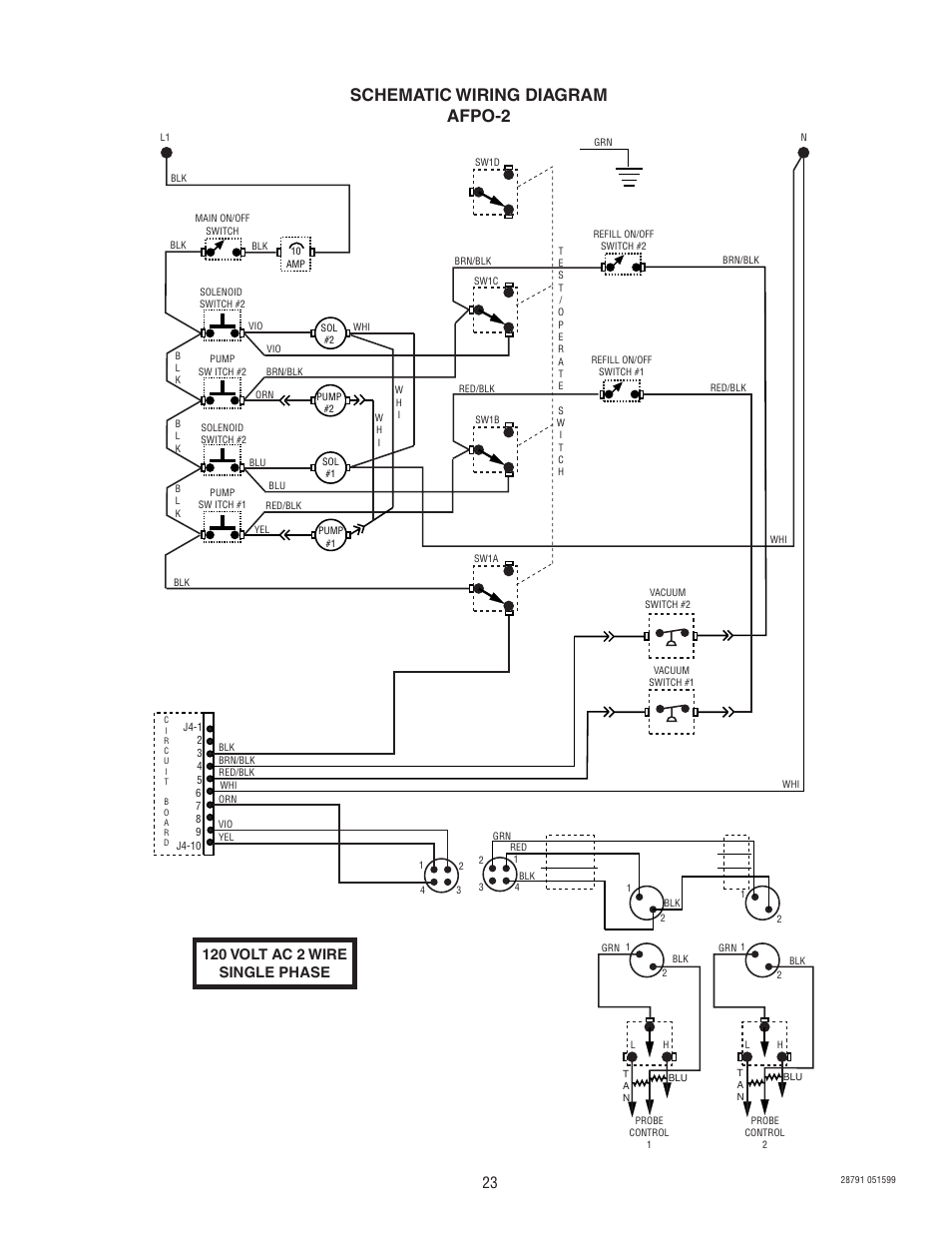 Schematic wiring diagram afpo-2, 120 volt ac 2 wire single phase | Bunn AFPO-2 User Manual | Page 23 / 25