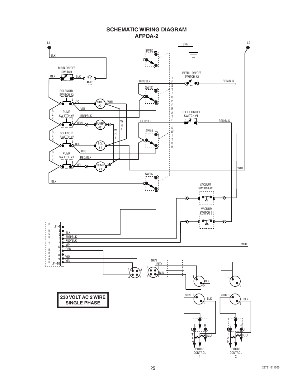 Schematic wiring diagram afpoa-2, 230 volt ac 2 wire single phase | Bunn AFPO-2 User Manual | Page 25 / 25