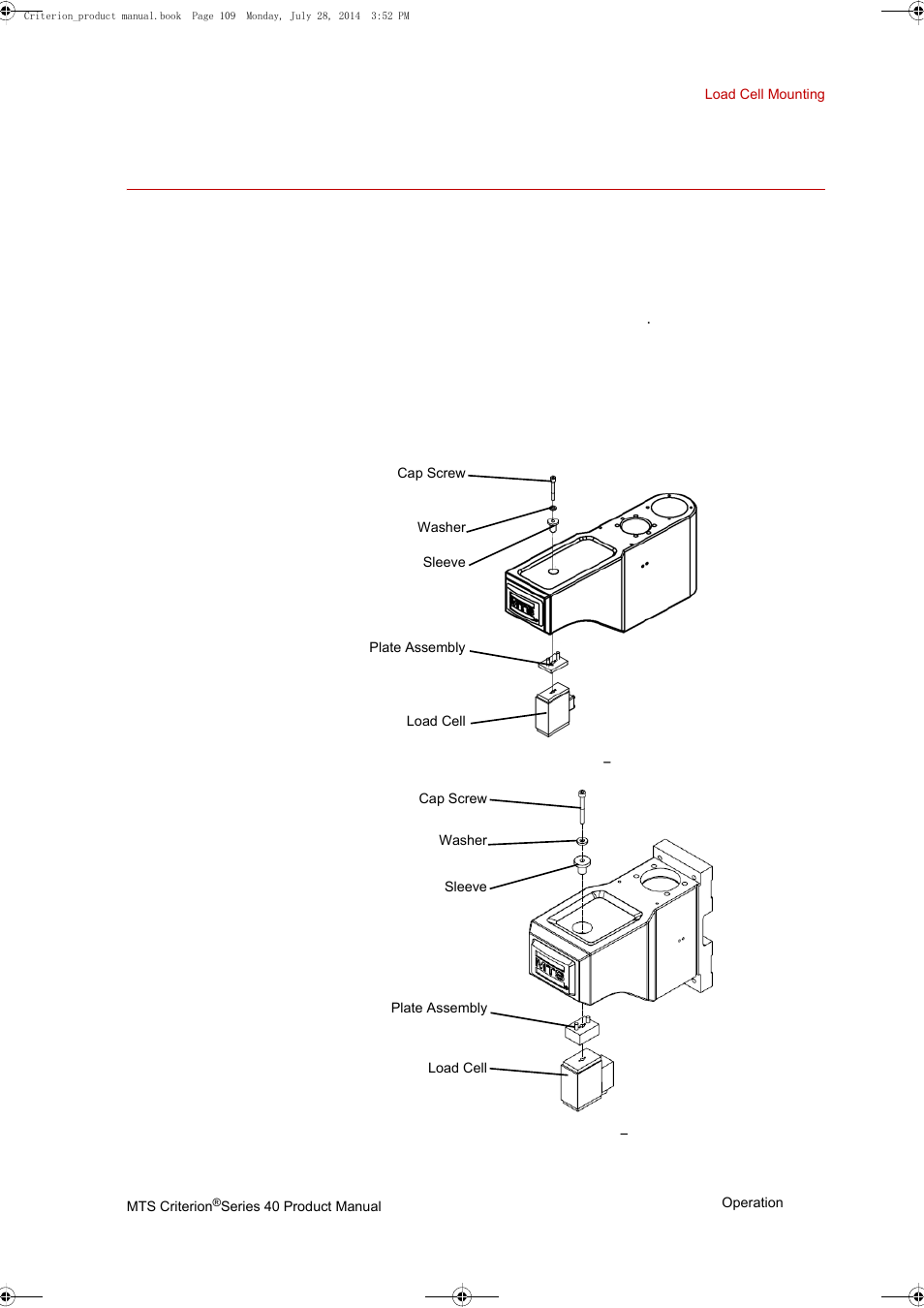 Load cell mounting, Load cell mounting 109 | MTS Criterion 40 - Manual User Manual | Page 109 / 138