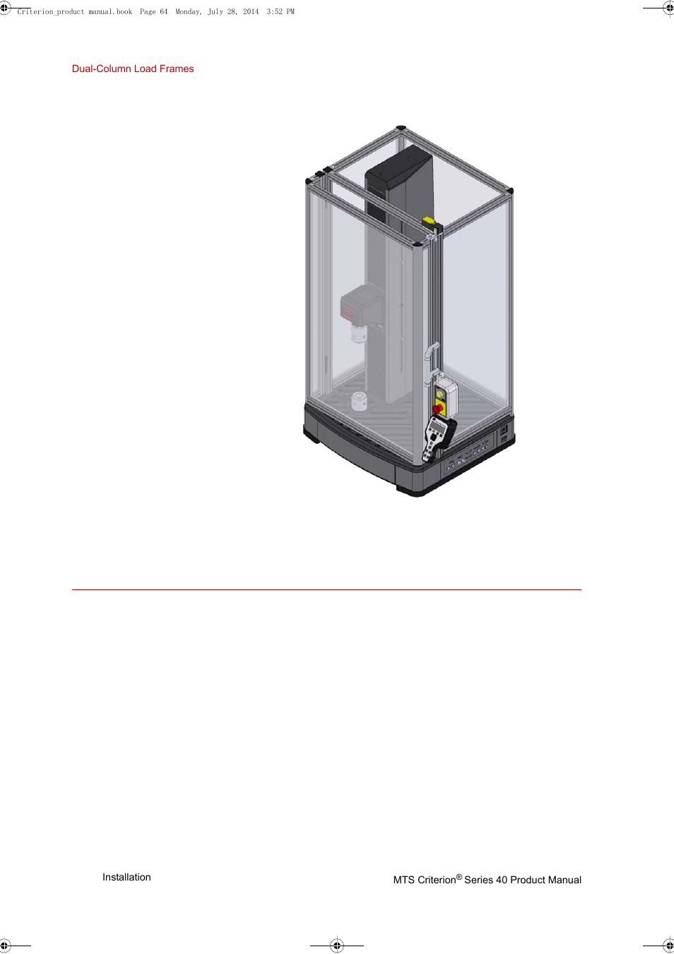 Dual-column load frames, Dual-column load frames 64 | MTS Criterion 40 - Manual User Manual | Page 64 / 138