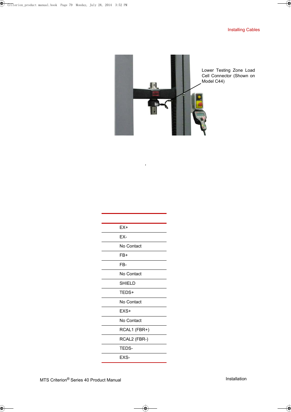 Crosshead load cell connector | MTS Criterion 40 - Manual User Manual | Page 79 / 138