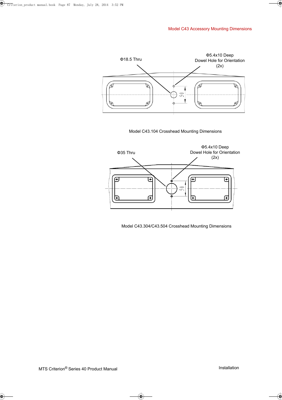 Crosshead | MTS Criterion 40 - Manual User Manual | Page 87 / 138