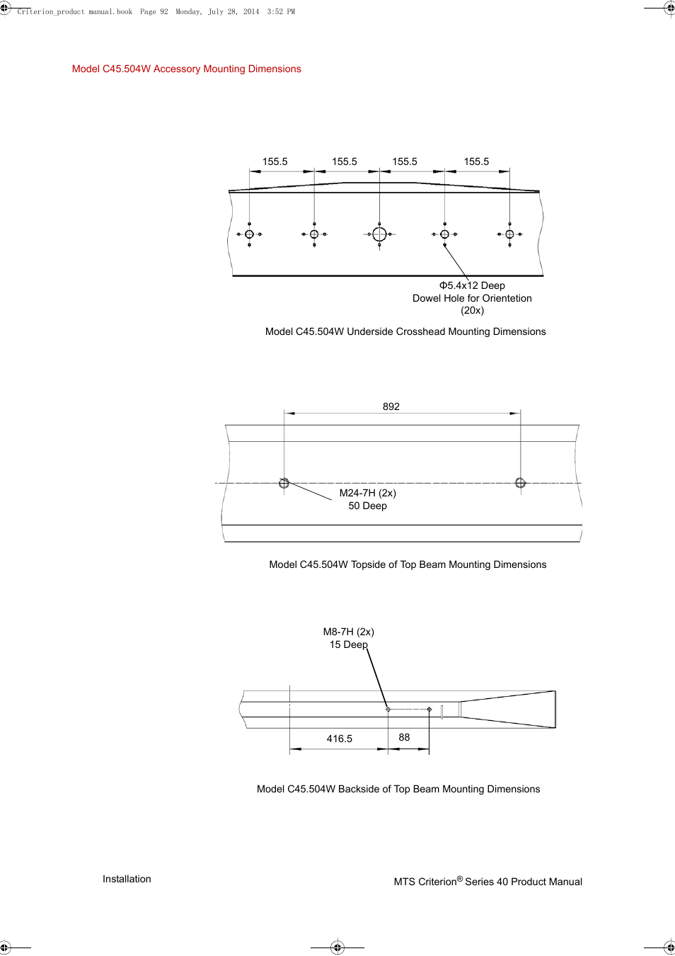 Top beam | MTS Criterion 40 - Manual User Manual | Page 92 / 138