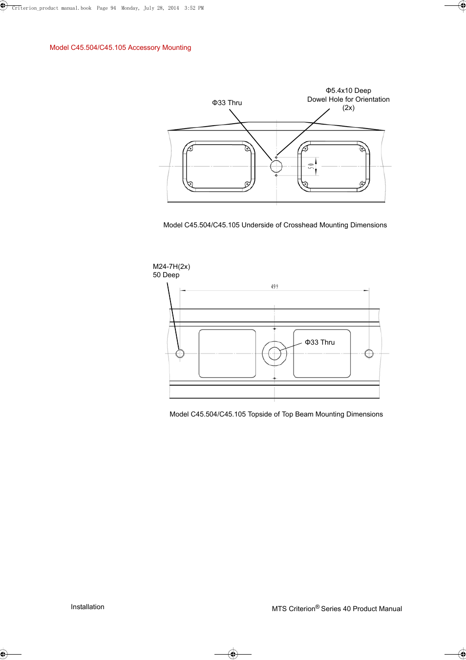 Top beam | MTS Criterion 40 - Manual User Manual | Page 94 / 138