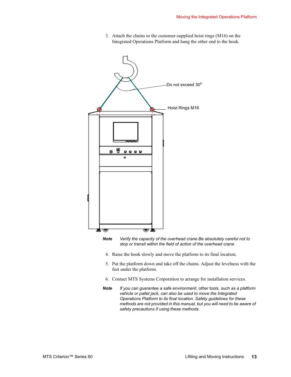 MTS Criterion 60 - Lifting and Moving Instructions User Manual | Page 13 / 15