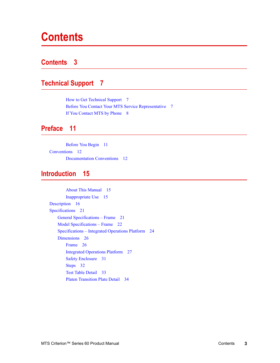 MTS Criterion 60 - Manual User Manual | Page 3 / 98