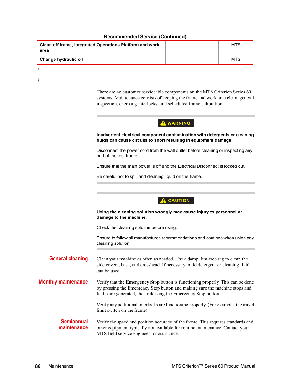MTS Criterion 60 - Manual User Manual | Page 86 / 98
