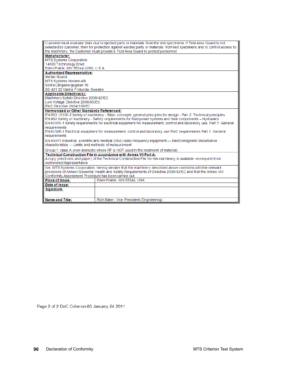 MTS Criterion 60 - Manual User Manual | Page 96 / 98