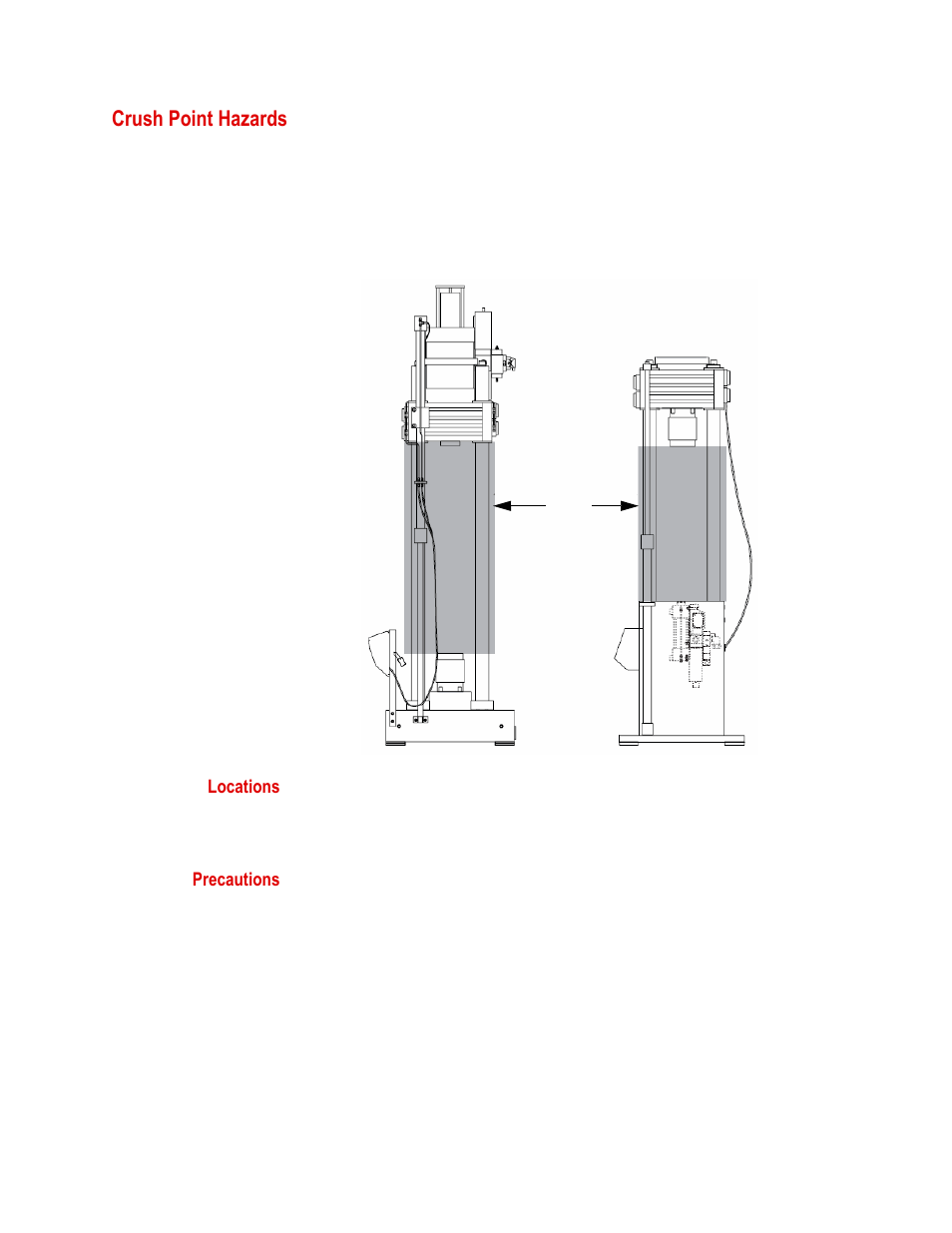 Crush point hazards | MTS Series 311 Load Frame User Manual | Page 32 / 86