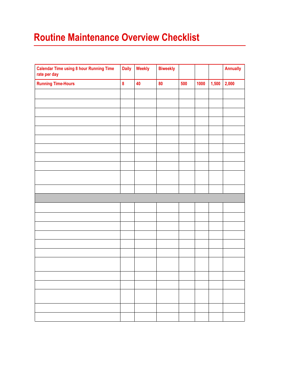Routine maintenance overview checklist, Routine maintenance overview checklist 48 | MTS Series 311 Load Frame User Manual | Page 48 / 86