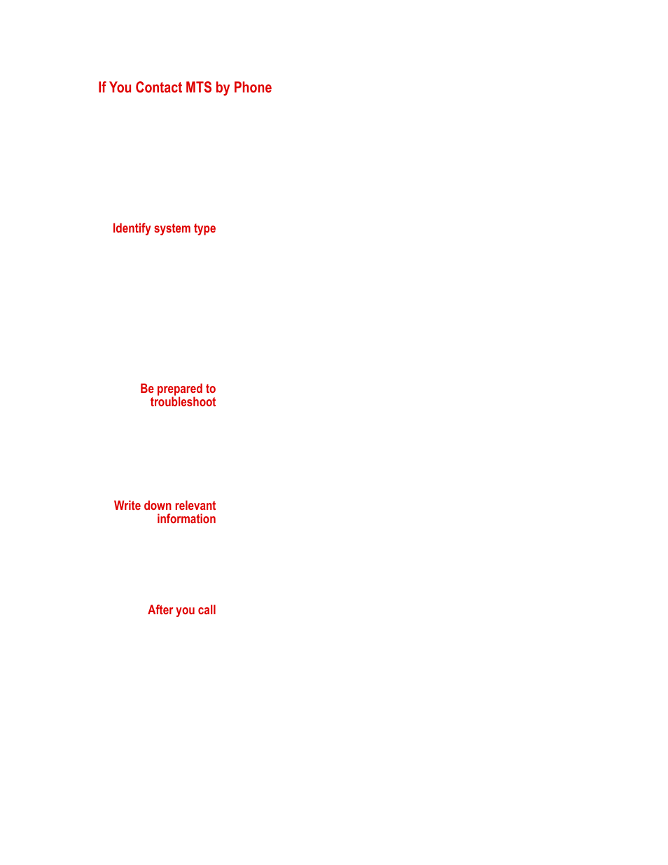If you contact mts by phone | MTS Series 311 Load Frame User Manual | Page 7 / 86