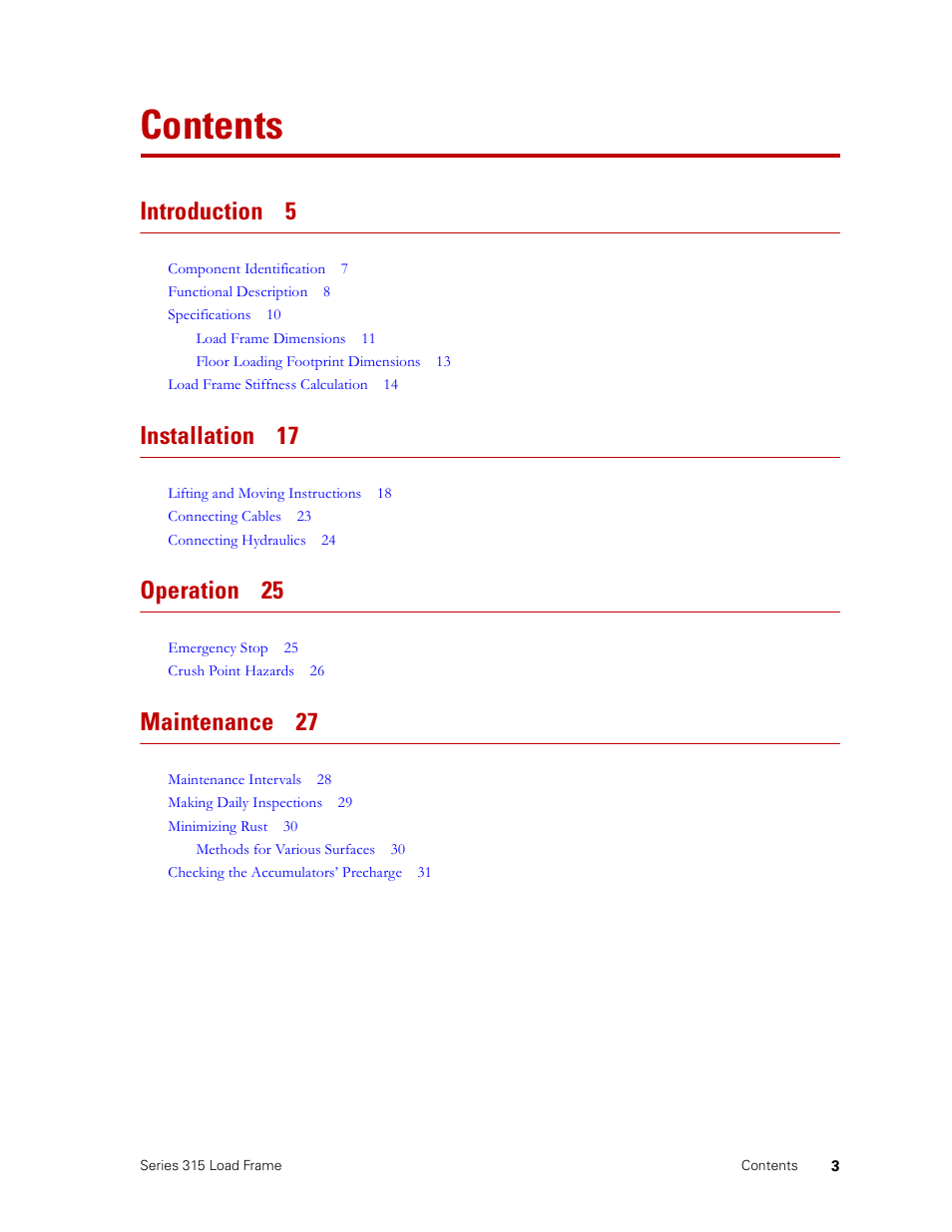 MTS Series 315 Load Frame User Manual | Page 3 / 34