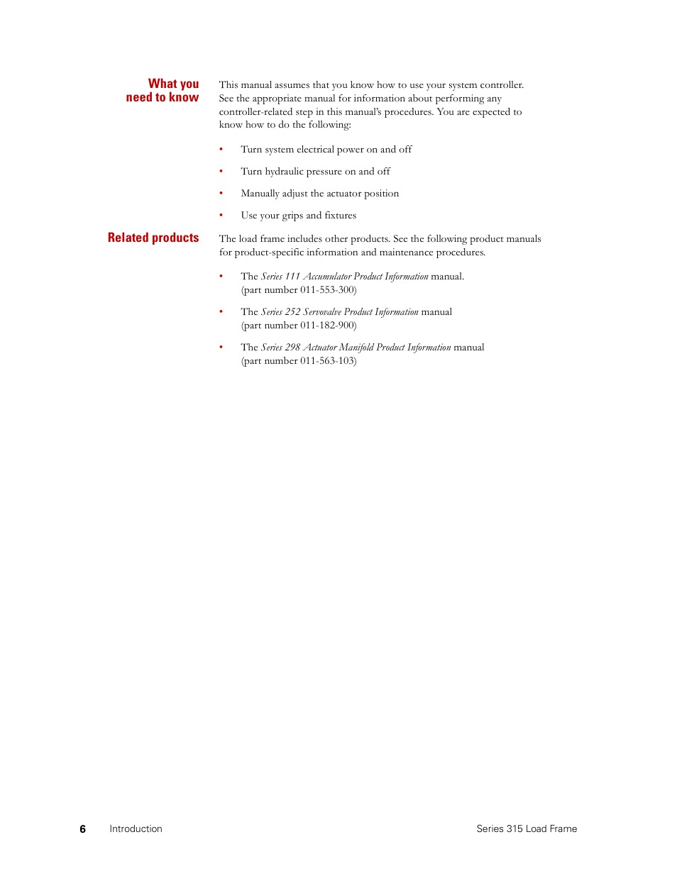 MTS Series 315 Load Frame User Manual | Page 6 / 34