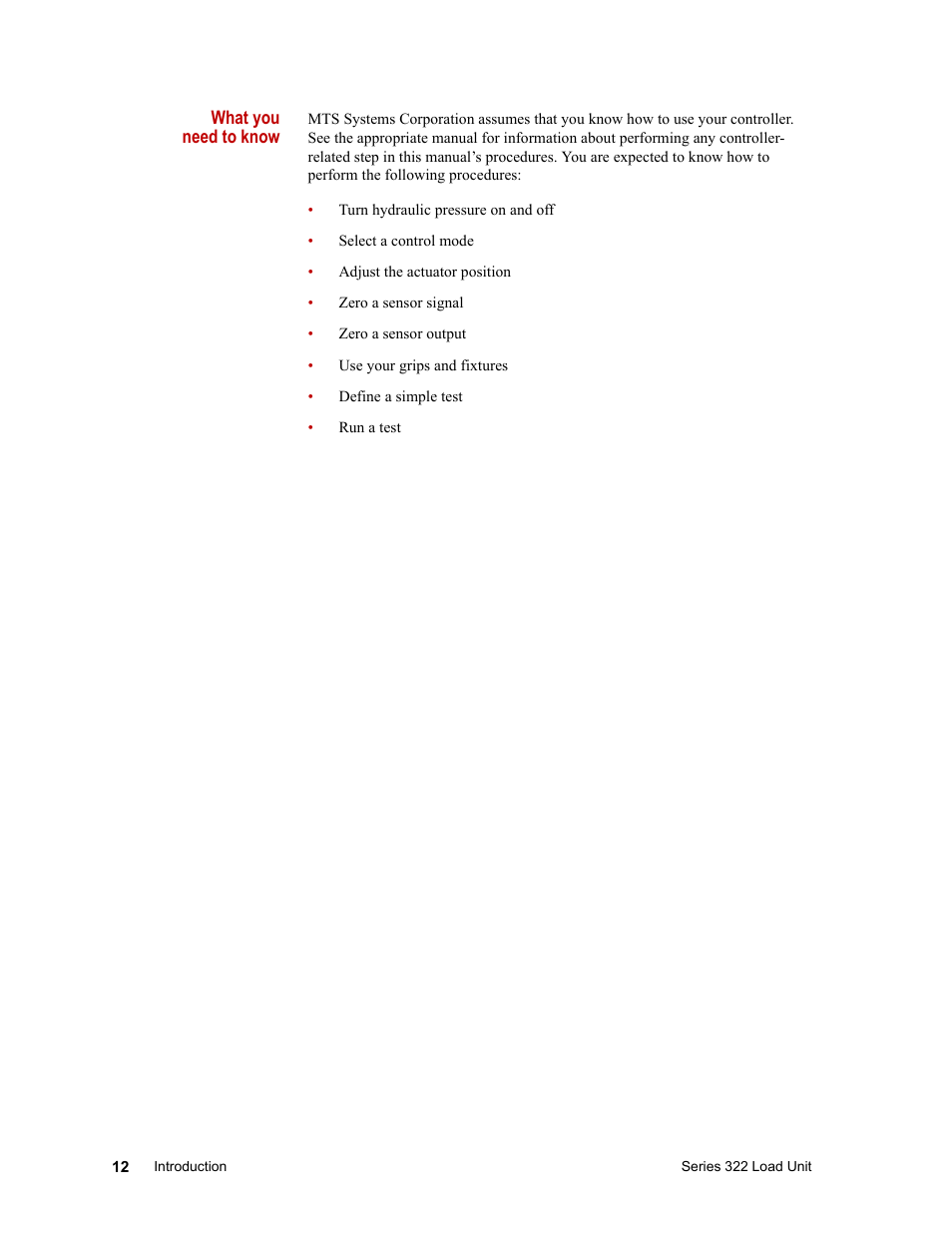 MTS Series 322 Load Frames User Manual | Page 12 / 96