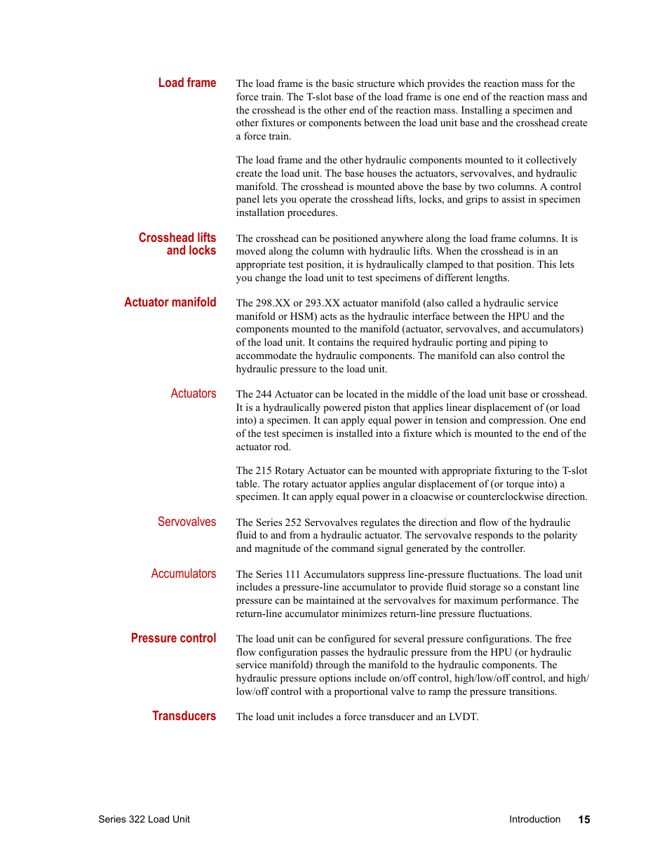 MTS Series 322 Load Frames User Manual | Page 15 / 96