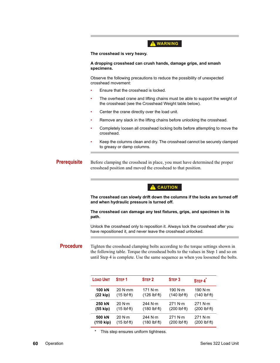 Prerequisite, Procedure | MTS Series 322 Load Frames User Manual | Page 60 / 96
