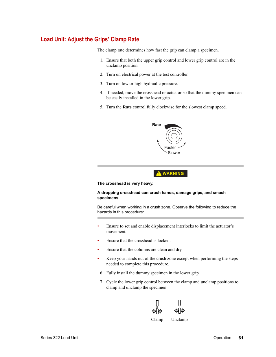 Load unit: adjust the grips’ clamp rate | MTS Series 322 Load Frames User Manual | Page 61 / 96