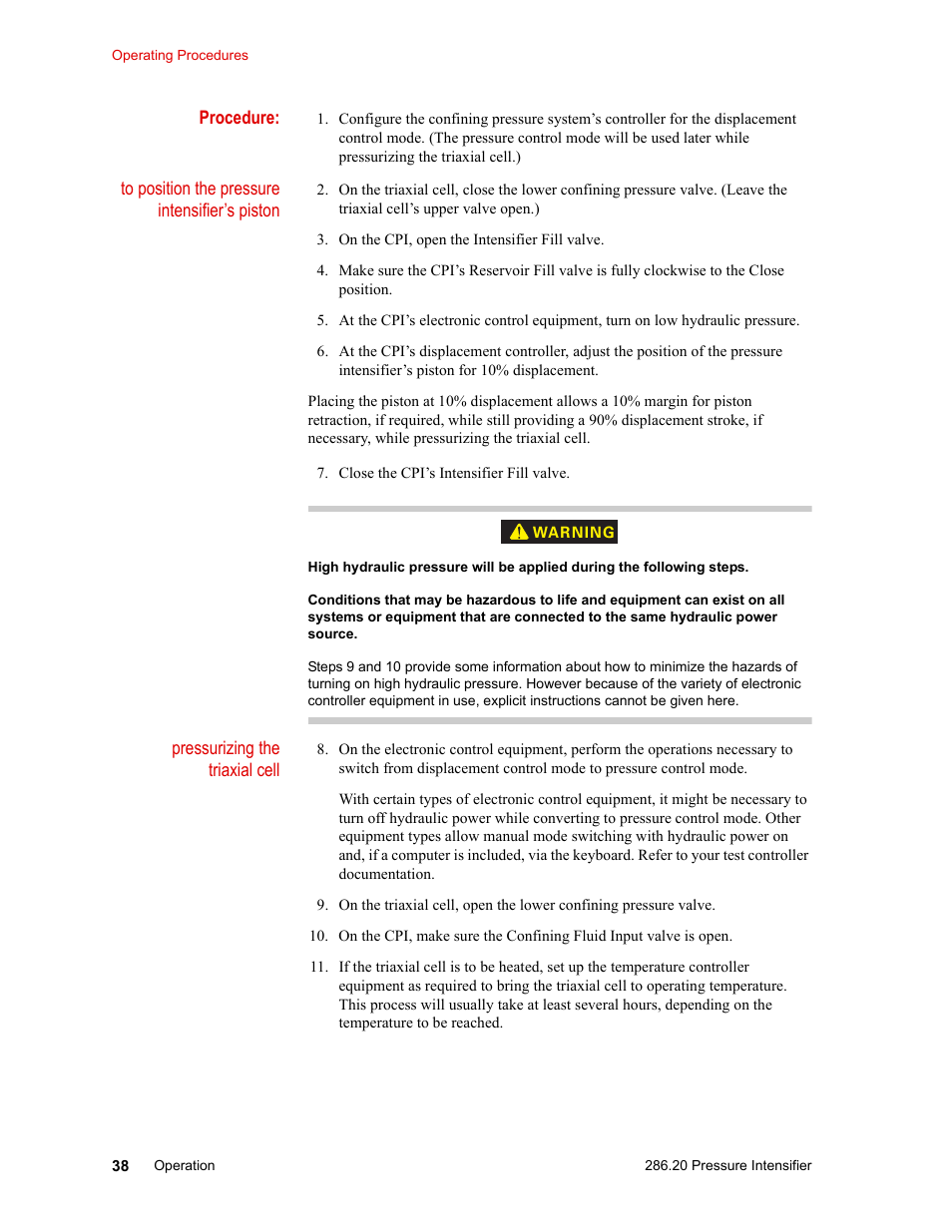 MTS Model 286-20 Confining Pressure Intensifier User Manual | Page 38 / 46