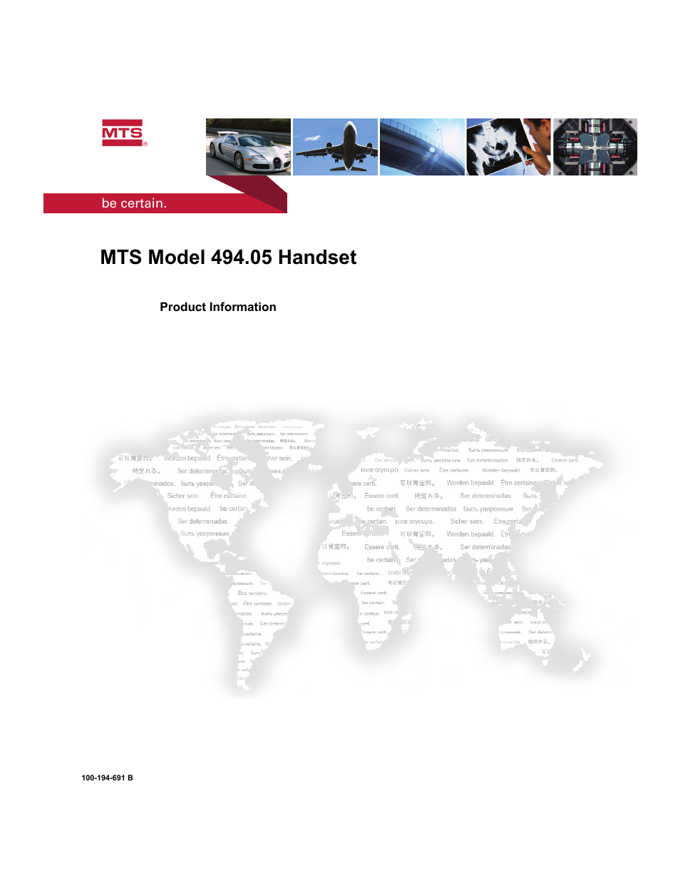 MTS Model 494-05 Handset User Manual | 32 pages
