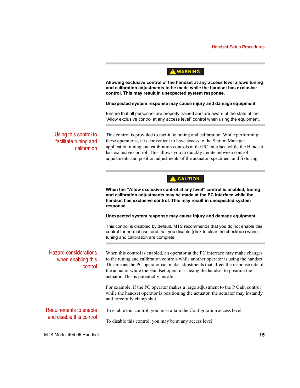 MTS Model 494-05 Handset User Manual | Page 15 / 32