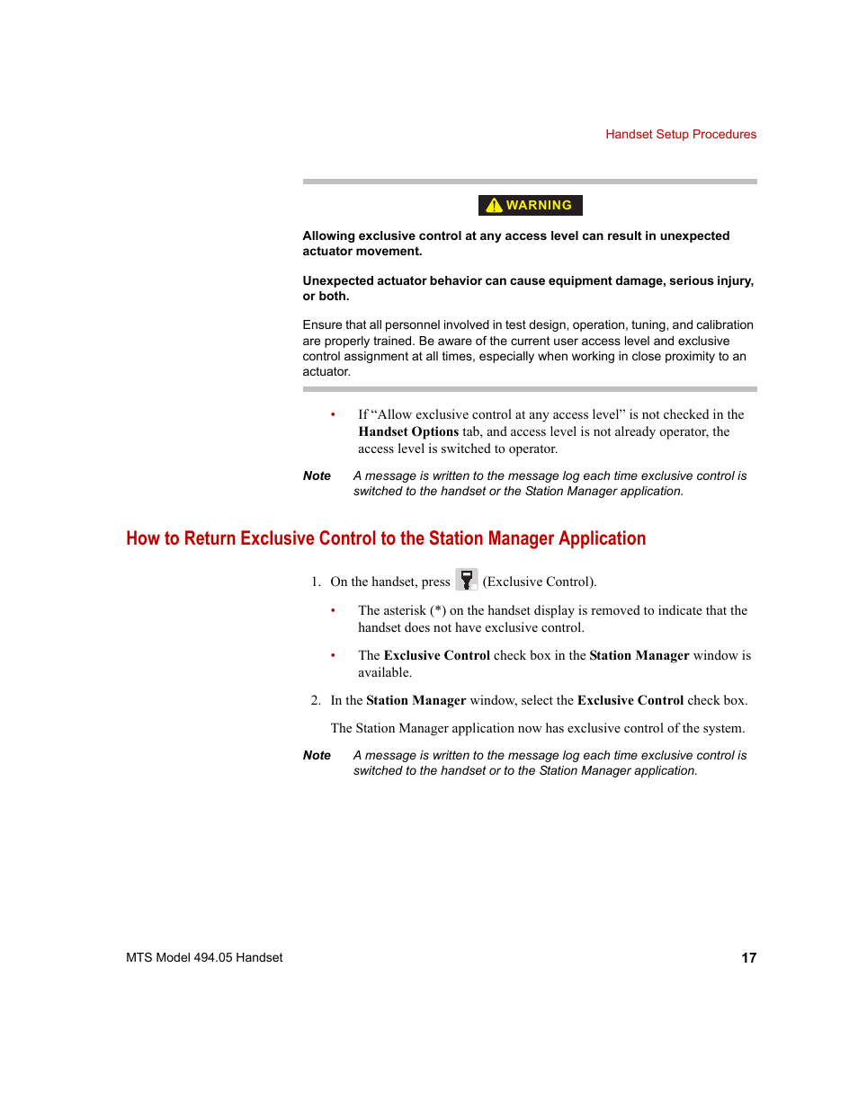 MTS Model 494-05 Handset User Manual | Page 17 / 32