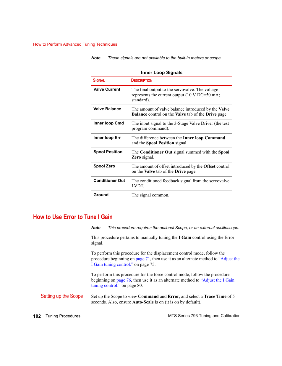 How to use error to tune i gain, How to use error to tune i gain 102, How to | Use error to tune i gain | MTS Series 793 User Manual | Page 102 / 218