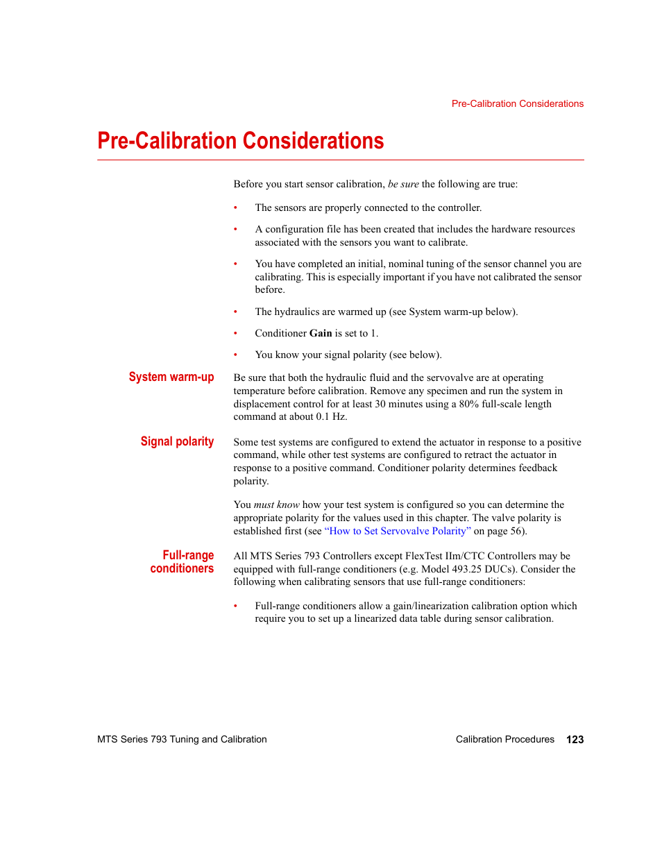 Pre-calibration considerations, Pre-calibration considerations 123 | MTS Series 793 User Manual | Page 123 / 218