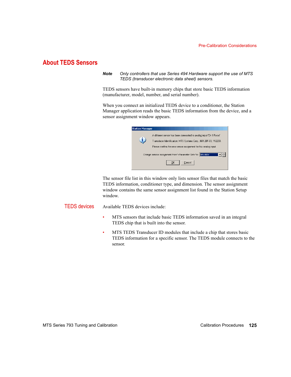 About teds sensors, About teds sensors 125 | MTS Series 793 User Manual | Page 125 / 218
