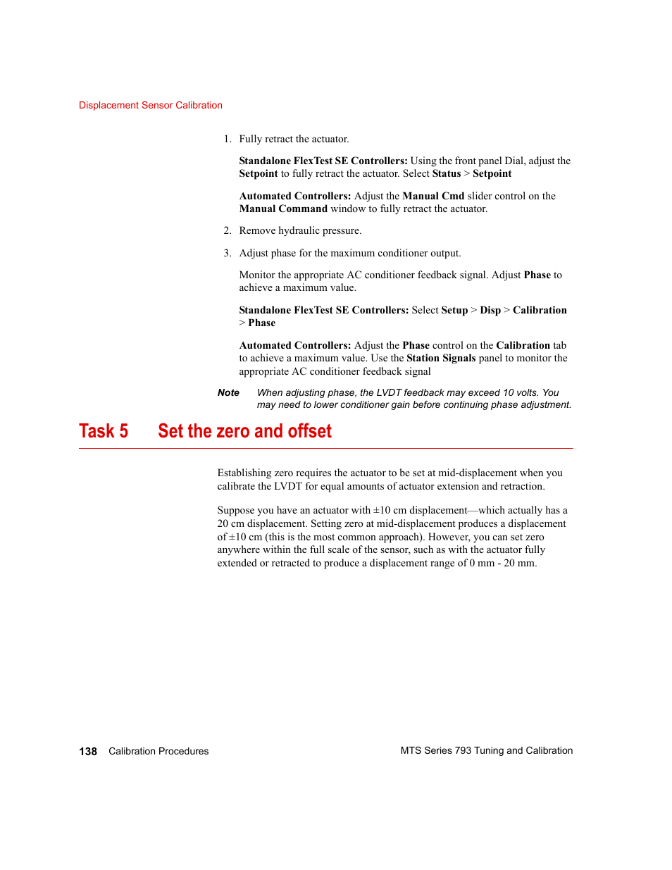 Task 5 set the zero and offset | MTS Series 793 User Manual | Page 138 / 218