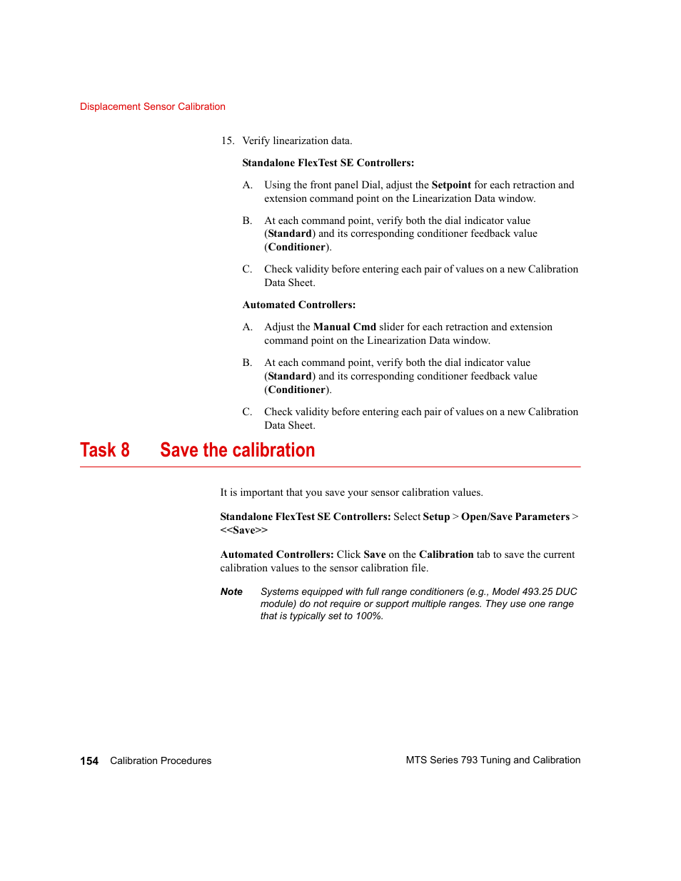 Task 8 save the calibration | MTS Series 793 User Manual | Page 154 / 218